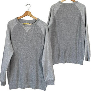 Prince & Fox Men's Large Long Sleeve Knit Pullover Crewneck Sweater Gray Casual